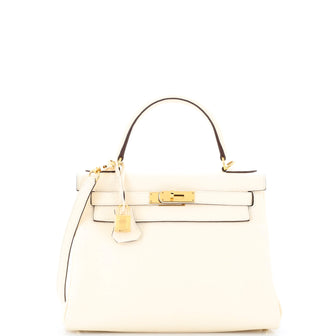 Hermes Kelly Handbag Light Clemence with Gold Hardware 28