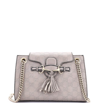 Gucci Emily Chain Flap Shoulder Bag Guccissima Leather Small