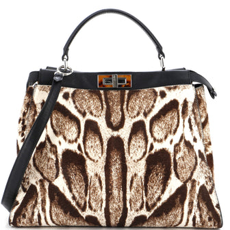 Fendi Peekaboo Bag Printed Pony Hair Large