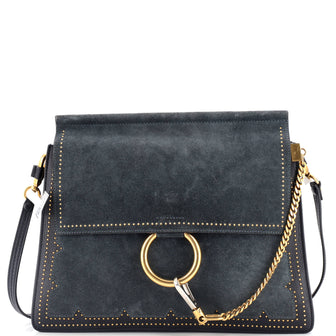 Chloe Faye Shoulder Bag Studded Leather and Suede Medium
