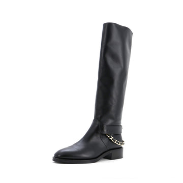 Chanel Women's CC Chain Knee High Riding Boots Leather