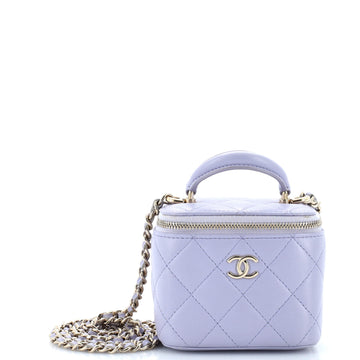 Chanel Classic Top Handle Vanity Case with Chain Quilted Lambskin Mini