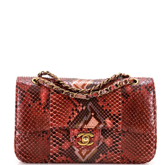 Chanel Classic Double Flap Bag Multicolor Python Medium