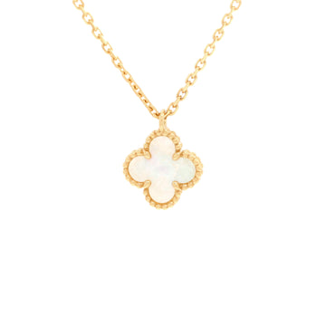 Van Cleef & Arpels Sweet Alhambra Pendant Necklace 18K Yellow Gold and Mother of Pearl