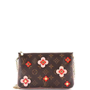 Louis Vuitton Double Zip Pochette Limited Edition Blooming Flowers Monogram Canvas