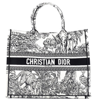 Christian Dior Book Tote Embroidered Canvas Large