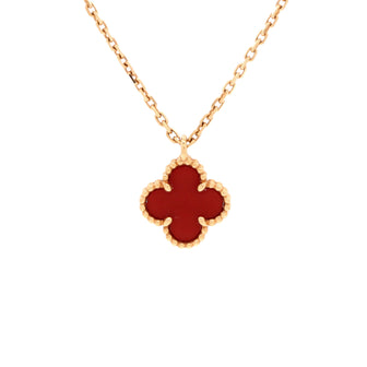 Van Cleef & Arpels Sweet Alhambra Pendant Necklace 18K Rose Gold and Carnelian