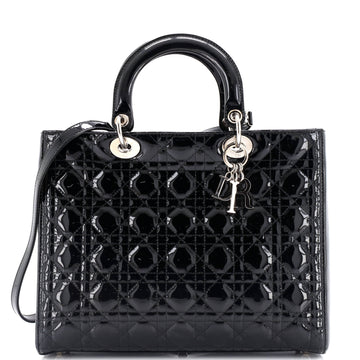 Christian Dior Lady Dior Bag Cannage Quilt Patent Large