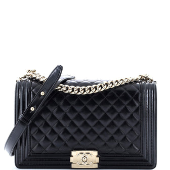 Chanel Boy Flap Bag Quilted Iridescent Glazed Calfskin New Medium