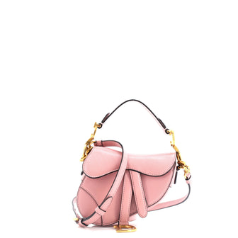 Christian Dior Saddle Handbag with Strap Leather Micro