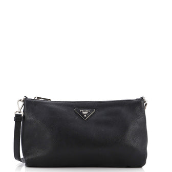 Prada Flat Zip Crossbody Bag Vitello Daino Mini