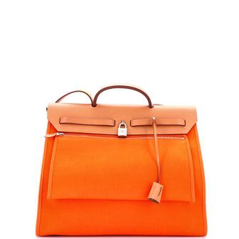 Hermes Herbag Zip Leather and Toile 39
