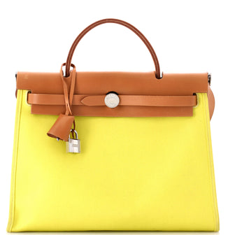 Hermes Herbag Zip Berline Vache Canvas and Leather 31
