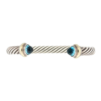 David Yurman Cable Classic Bracelet Sterling Silver with 14K Yellow Gold and Topaz 7mm