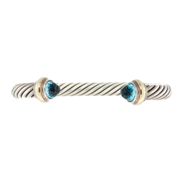 David Yurman Cable Classic Bracelet Sterling Silver with 14K Yellow Gold and Topaz 7mm
