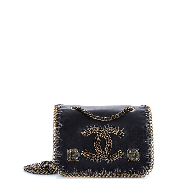 Chanel Paris-Byzance CC Flap Bag Embroidered Leather Mini Black