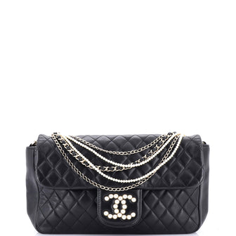 Chanel Westminster Pearl Chain Flap Bag Quilted Lambskin Medium