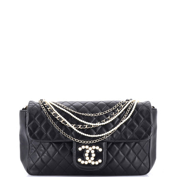 Chanel Westminster Pearl Chain Flap Bag Quilted Lambskin Medium