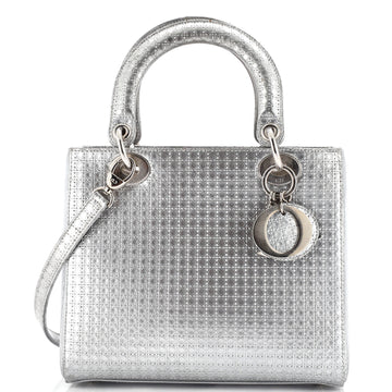 Christian Dior Lady Dior Bag Micro Cannage Metallic Calfskin Medium