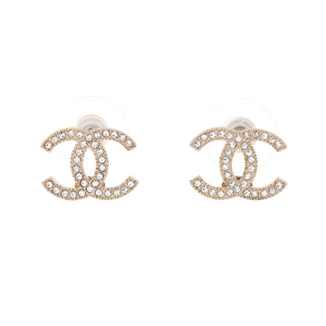 Chanel CC Stud Earrings Metal with Crystals