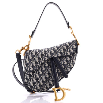 Christian Dior Saddle Handbag with Strap Oblique Canvas Medium
