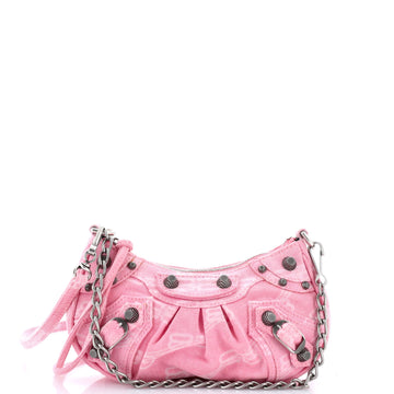 Balenciaga Le Cagole Giant Studs Shoulder Bag BB Monogram Denim Mini