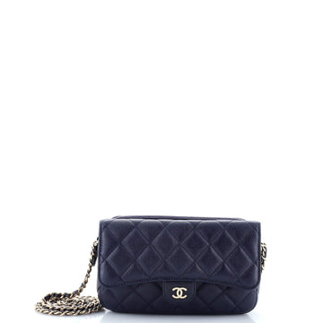 Chanel Classic Flap Phone Holder with Chain Quilted Caviar