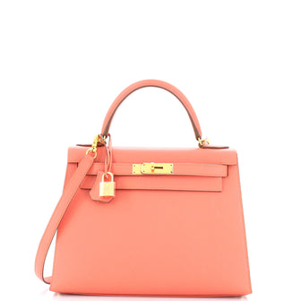 Hermes Kelly Handbag Pink Epsom with Gold Hardware 28