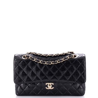Chanel Vintage Classic Double Flap Bag Quilted Glitter Patent Medium