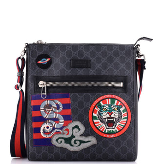 Gucci Night Courrier Zip Messenger GG Coated Canvas with Applique Medium