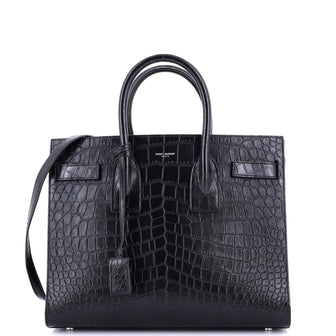 Saint Laurent Sac de Jour NM Bag Crocodile Embossed Leather Small