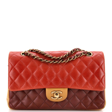 Chanel Tricolor Classic Double Flap Bag Quilted Lambskin Medium