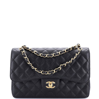 Chanel Classic Double Flap Bag Quilted Caviar Jumbo