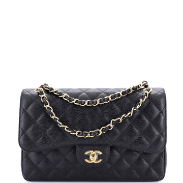 Chanel Classic Double Flap Bag Quilted Caviar Jumbo