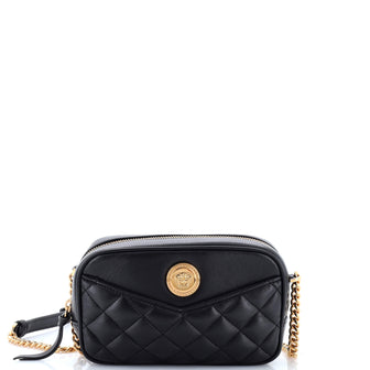 Versace Medusa Icon Front Slip Pocket Camera Bag Quilted Leather Small