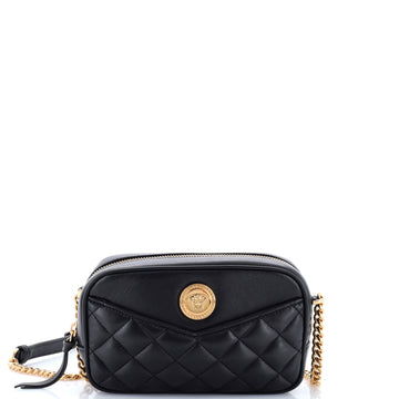 Versace Medusa Icon Front Slip Pocket Camera Bag Quilted Leather Small