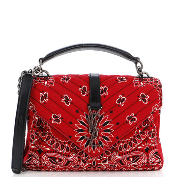 Saint Laurent Classic Monogram College Bag Matelasse Chevron Bandana Canvas Medium