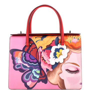 Prada Turn Lock Tote Printed Saffiano Medium