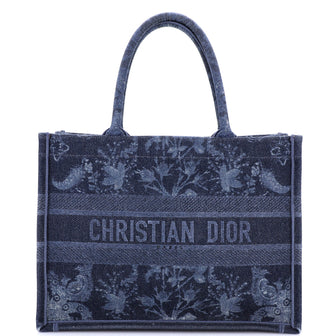 Christian Dior Book Tote Printed Denim Small