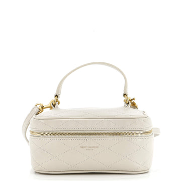 Saint Laurent Top Handle Convertible Vanity Bag Quilted Leather Mini