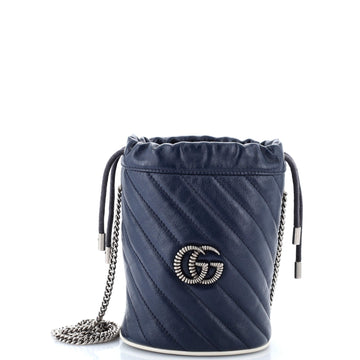 Gucci GG Marmont Bucket Bag Diagonal Quilted Leather Mini