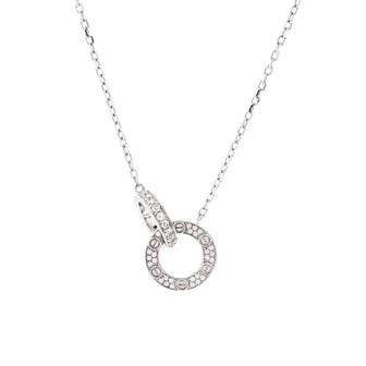 Cartier Love Interlocking Pave Necklace 18K White Gold and Diamonds
