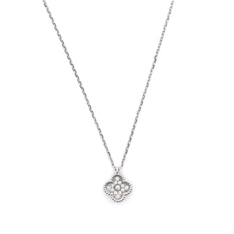 Van Cleef & Arpels Sweet Alhambra Pendant Necklace 18K White Gold with Diamonds