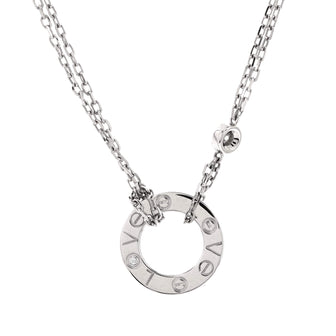 Cartier 2 Diamonds Love Pendant Necklace 18K White Gold with Diamonds