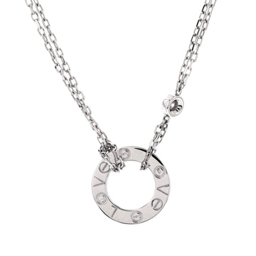 Cartier 2 Diamonds Love Pendant Necklace 18K White Gold with Diamonds