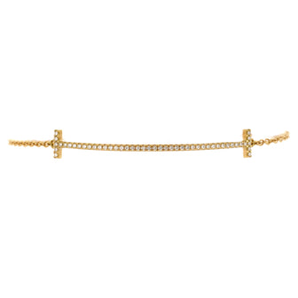 Tiffany & Co. T Smile Chain Bracelet 18K Yellow Gold with Diamonds Medium