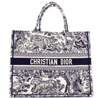 Christian Dior Book Tote Embroidered Canvas Large