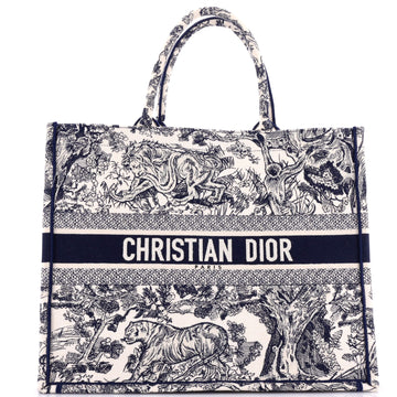 Christian Dior Book Tote Embroidered Canvas Large