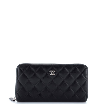 Chanel Zip Around Wallet Quilted Caviar Long