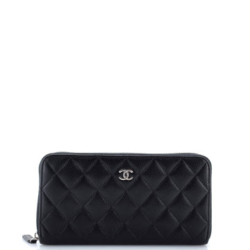 Chanel Zip Around Wallet Quilted Caviar Long